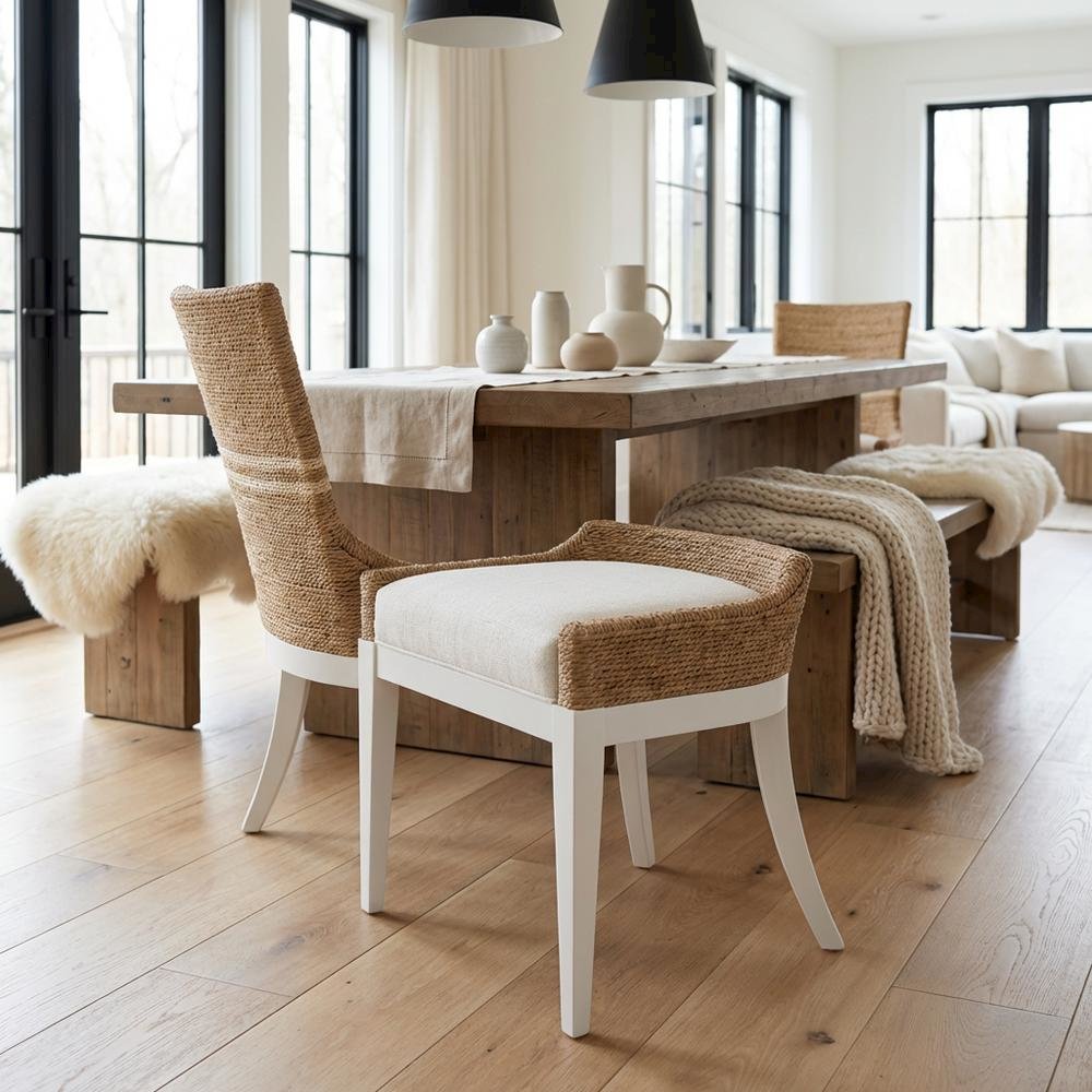 Sailcloth Dining Chair Pair with Distressed Finish for Stylish Dining Room