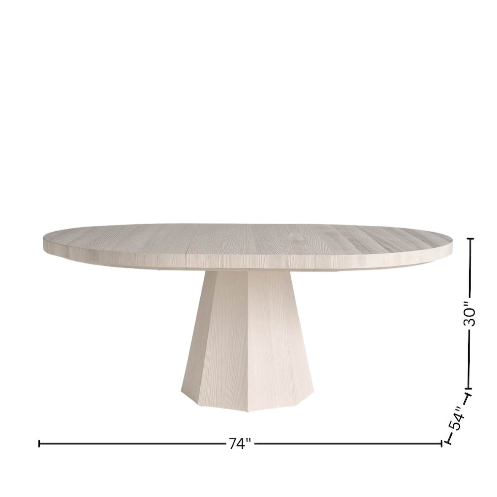 White Round Dining Table with Leaf Extension and Leveling Support