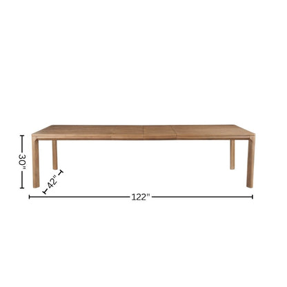 Wood Extendable Dining Table with Narrow Profile and Leaf Extension