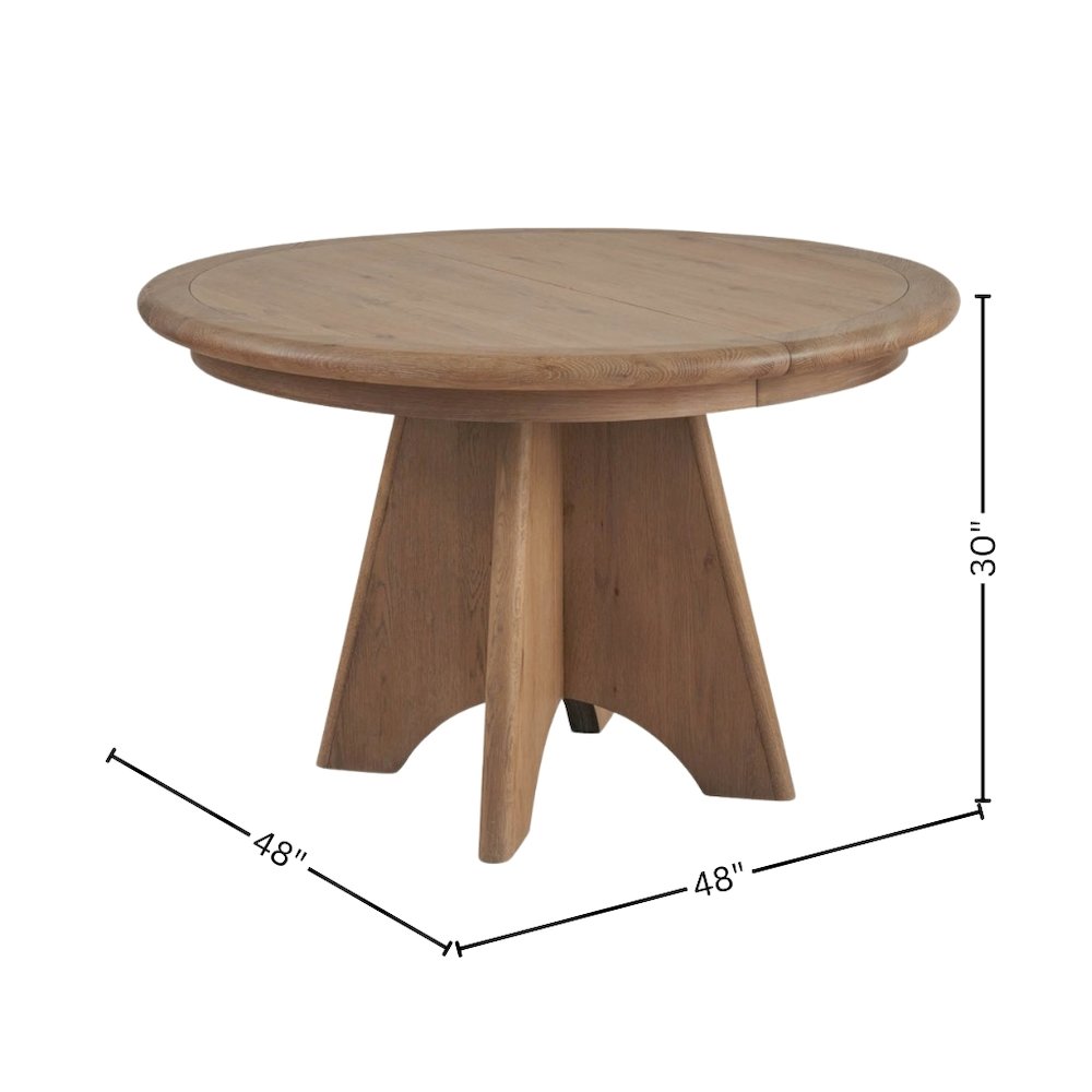 Brown Round Pedestal Dining Table With Oak Veneer Finish for 6