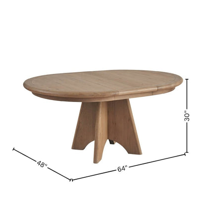 Brown Round Pedestal Dining Table With Oak Veneer Finish for 6