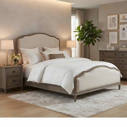 Viscose-Upholstered Queen Platform Bed, Headboard and Footboard, Studio