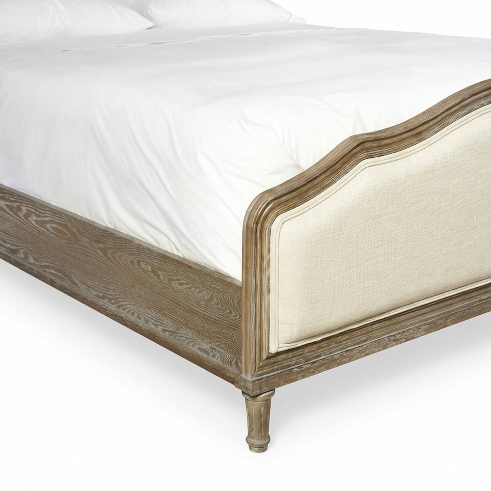 Viscose-Upholstered Queen Platform Bed, Headboard and Footboard, Studio