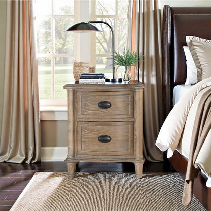 Wood Nightstand – Brown 2-Drawer Bed Side Table for Bedroom Storage