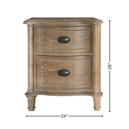 Wood Nightstand – Brown 2-Drawer Bed Side Table for Bedroom Storage