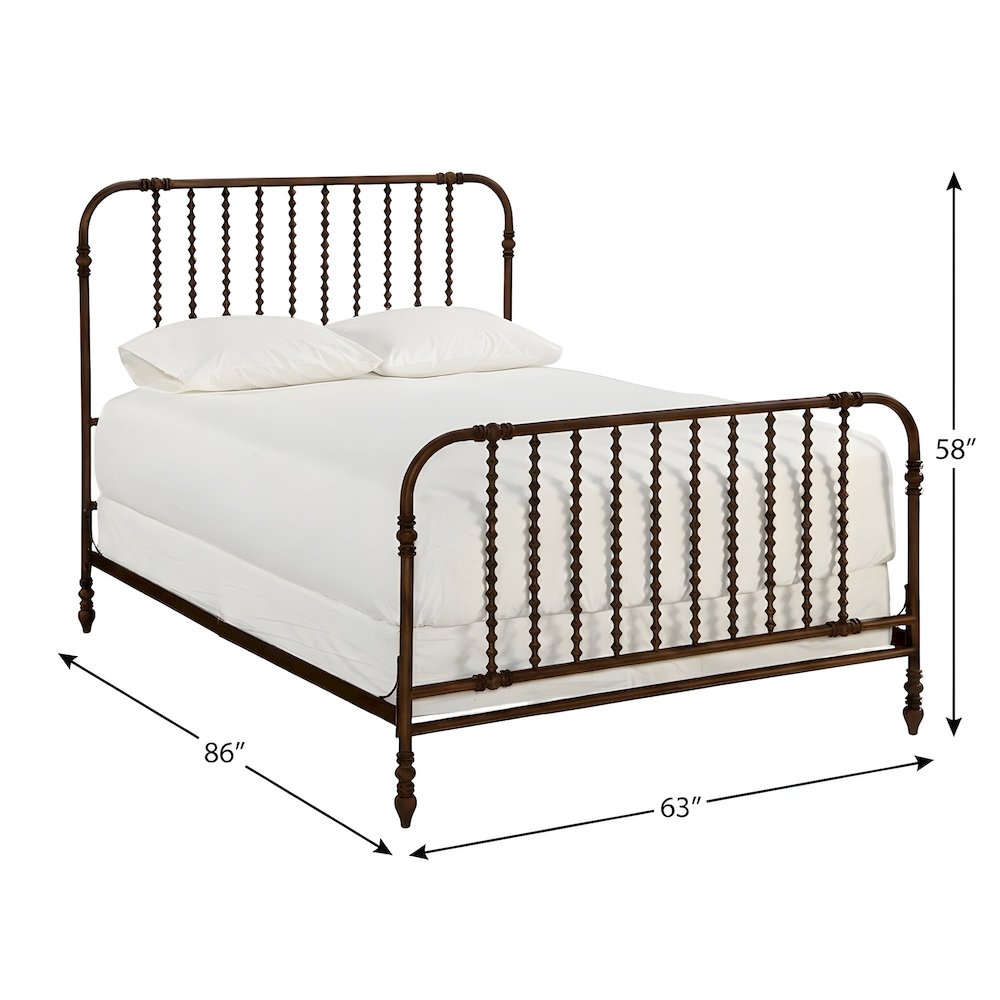 Guest Room Metal Platform Bed with Curved Corners and Distressed Finish