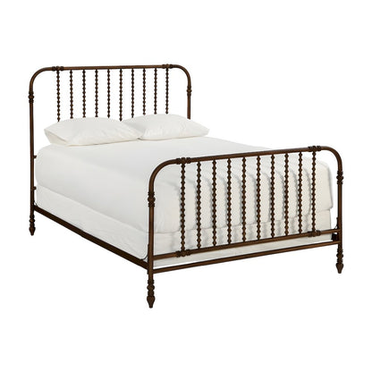 Guest Room Metal Platform Bed with Curved Corners and Distressed Finish