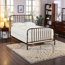 Metal Bed Frame – King Bed Frame in Brown Finish with Slatted Support