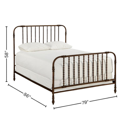 Metal Bed Frame – King Bed Frame in Brown Finish with Slatted Support