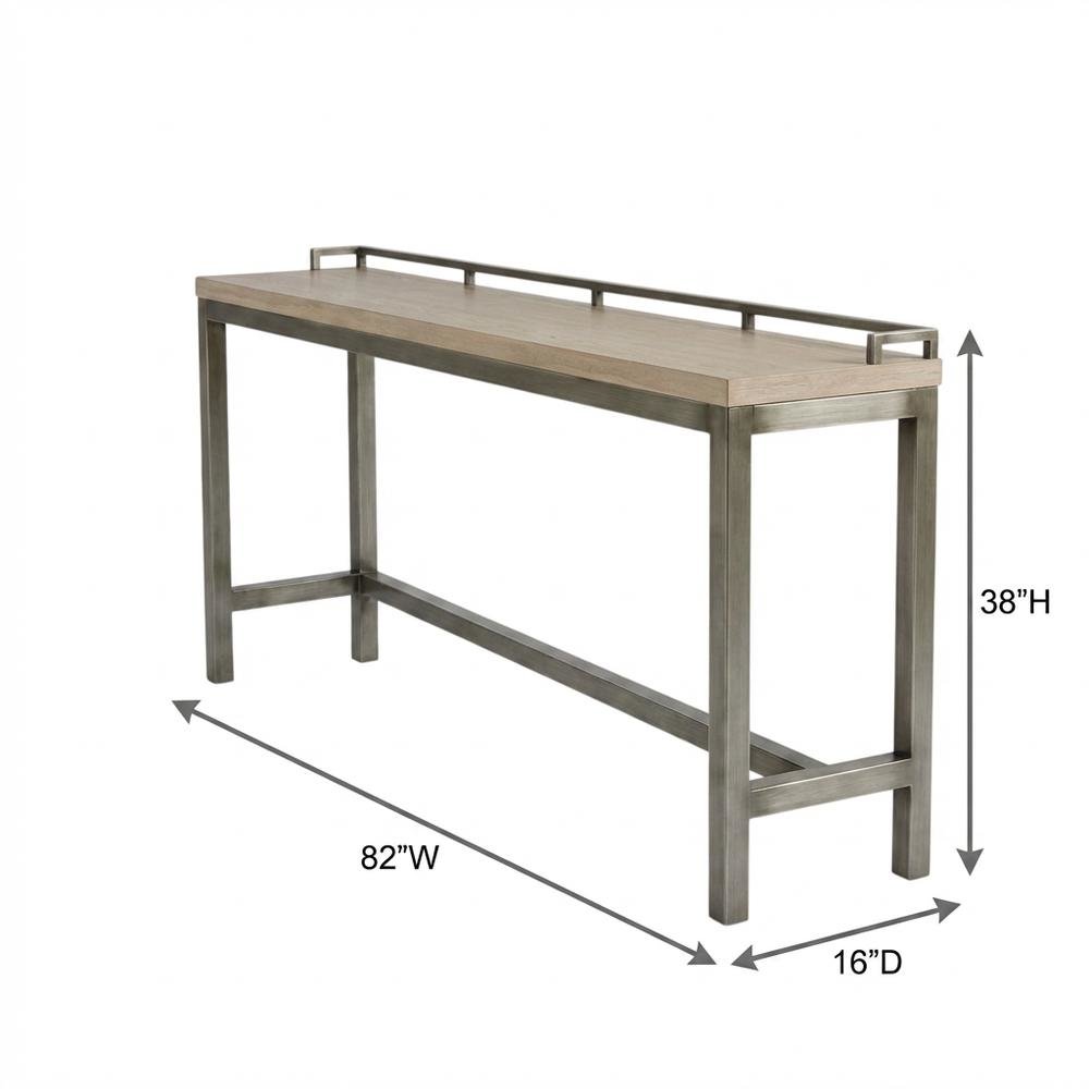 Gray Console Table with 3 Stools and Metal Frame for Living Room Use