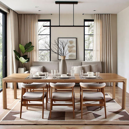 Wood Extendable Dining Table with Narrow Profile and Leaf Extension