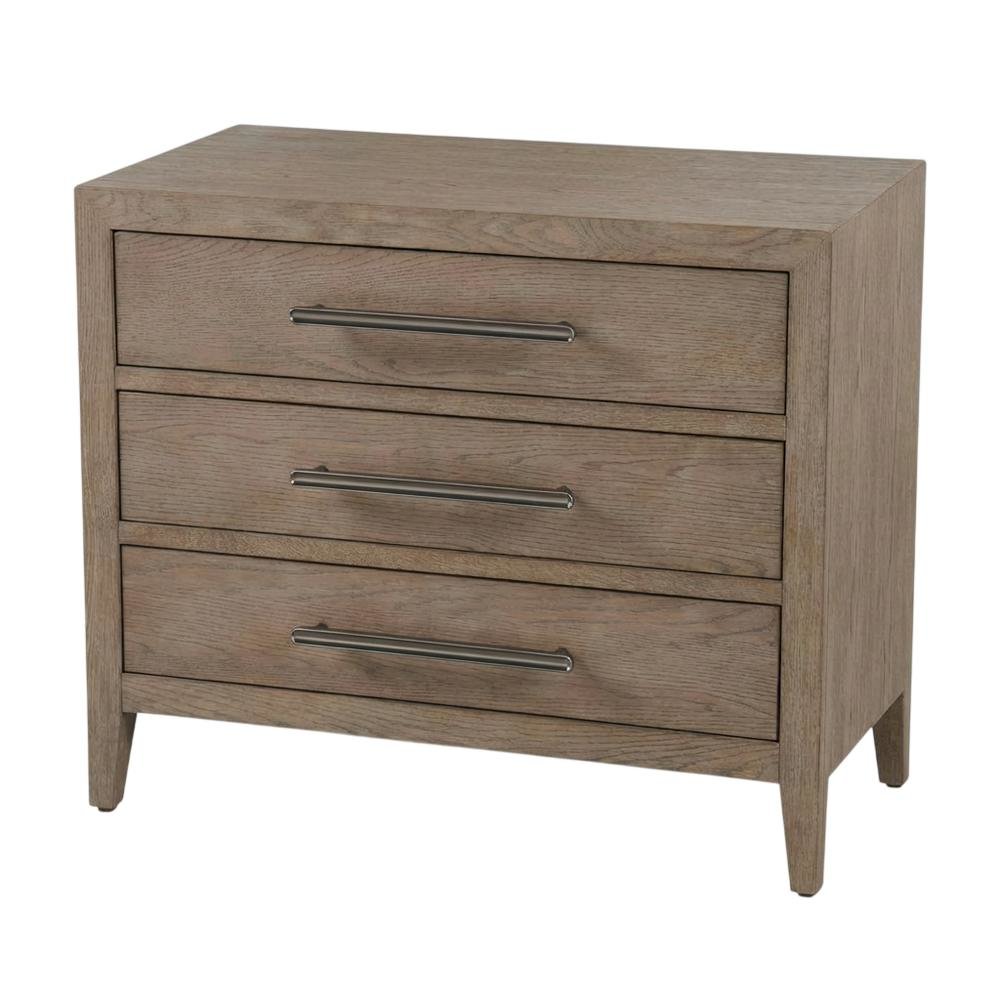 Gray Oak Finish Nightstand with Modern Design and Distressed Accents