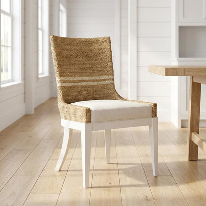 Sailcloth Dining Chair Pair with Distressed Finish for Stylish Dining Room
