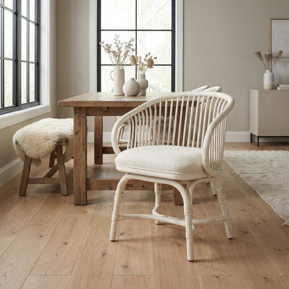 Rattan Dining Chair with Distressed Finish and Stylish Getaway Design