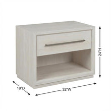 White Oak Finish Modern Nightstand with Drawer Storage