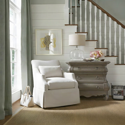 Polyester-Upholstered Swivel Rocker Glider Accent Chair with Kidney Pillow