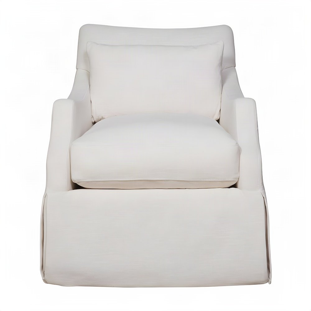 Polyester-Upholstered Swivel Rocker Glider Accent Chair with Kidney Pillow