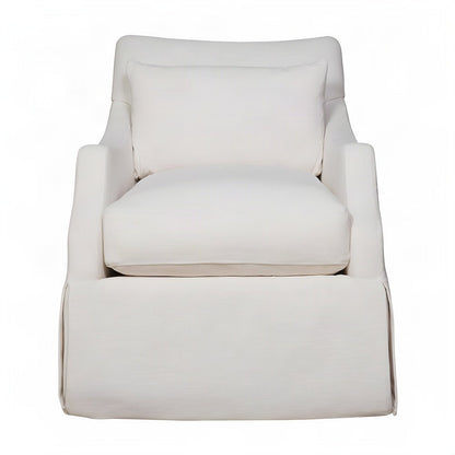 Polyester-Upholstered Swivel Rocker Glider Accent Chair with Kidney Pillow
