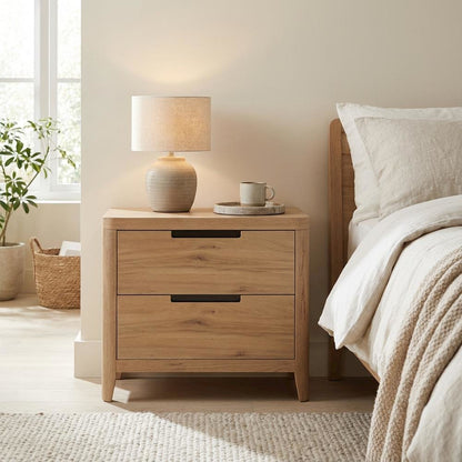 Oak Finish Nightstand with Modern Style and Durable Construction