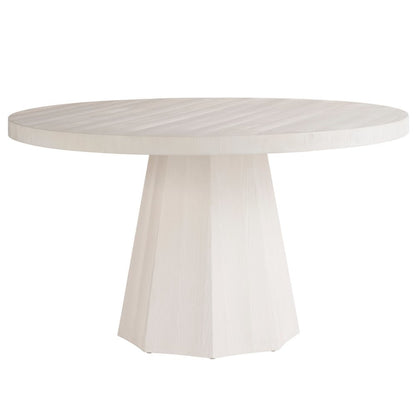 White Round Dining Table with Leaf Extension and Leveling Support