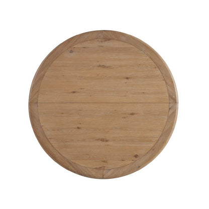 Brown Round Pedestal Dining Table With Oak Veneer Finish for 6