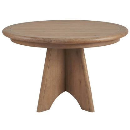 Brown Round Pedestal Dining Table With Oak Veneer Finish for 6