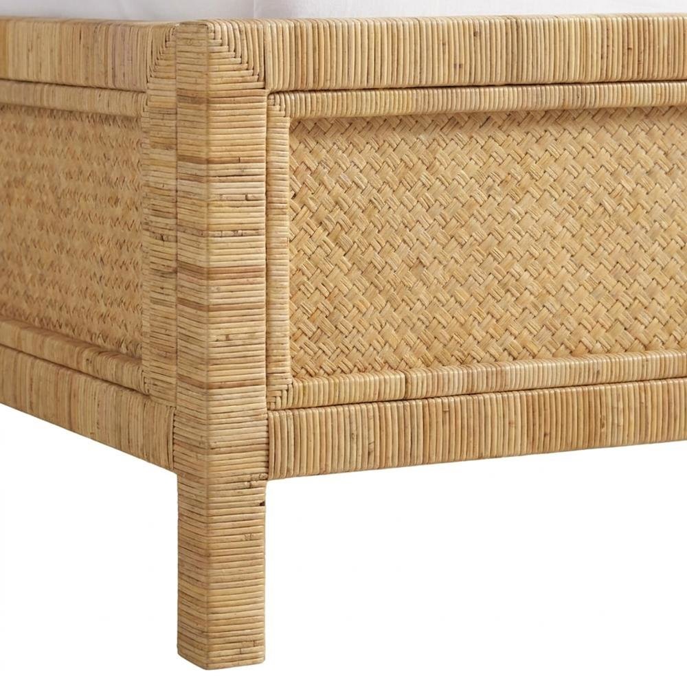 Rattan Raffia Platform Bed with Wrapped Split Rattan Angles, Queen, NA