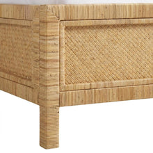 Rattan Raffia Platform Bed with Wrapped Split Rattan Angles, Queen, NA