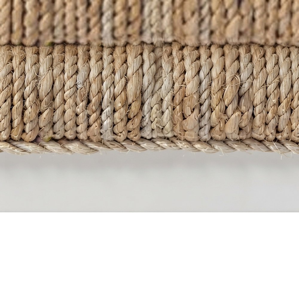 Hand-Woven Abaca Cube Ottoman, Bohemian Eclectic Coastal Accent Pouf, Natural