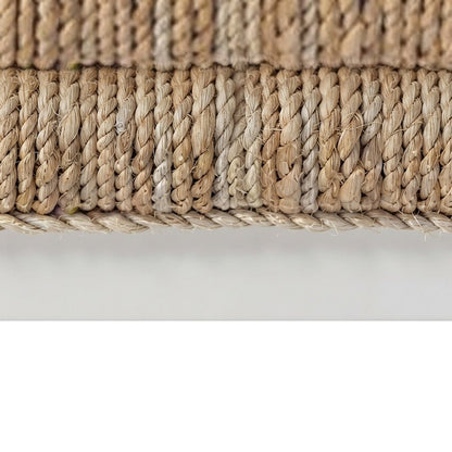 Hand-Woven Abaca Cube Ottoman, Bohemian Eclectic Coastal Accent Pouf, Natural