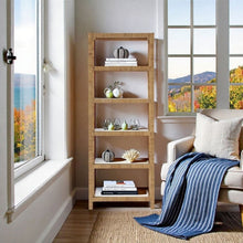 Brown Rattan Bookshelf with Storage and Glass Shelves, 5 Shelf Bookcase