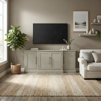 Veneer Entertainment Console TV Stand with Adjustable Shelves, Sandbar