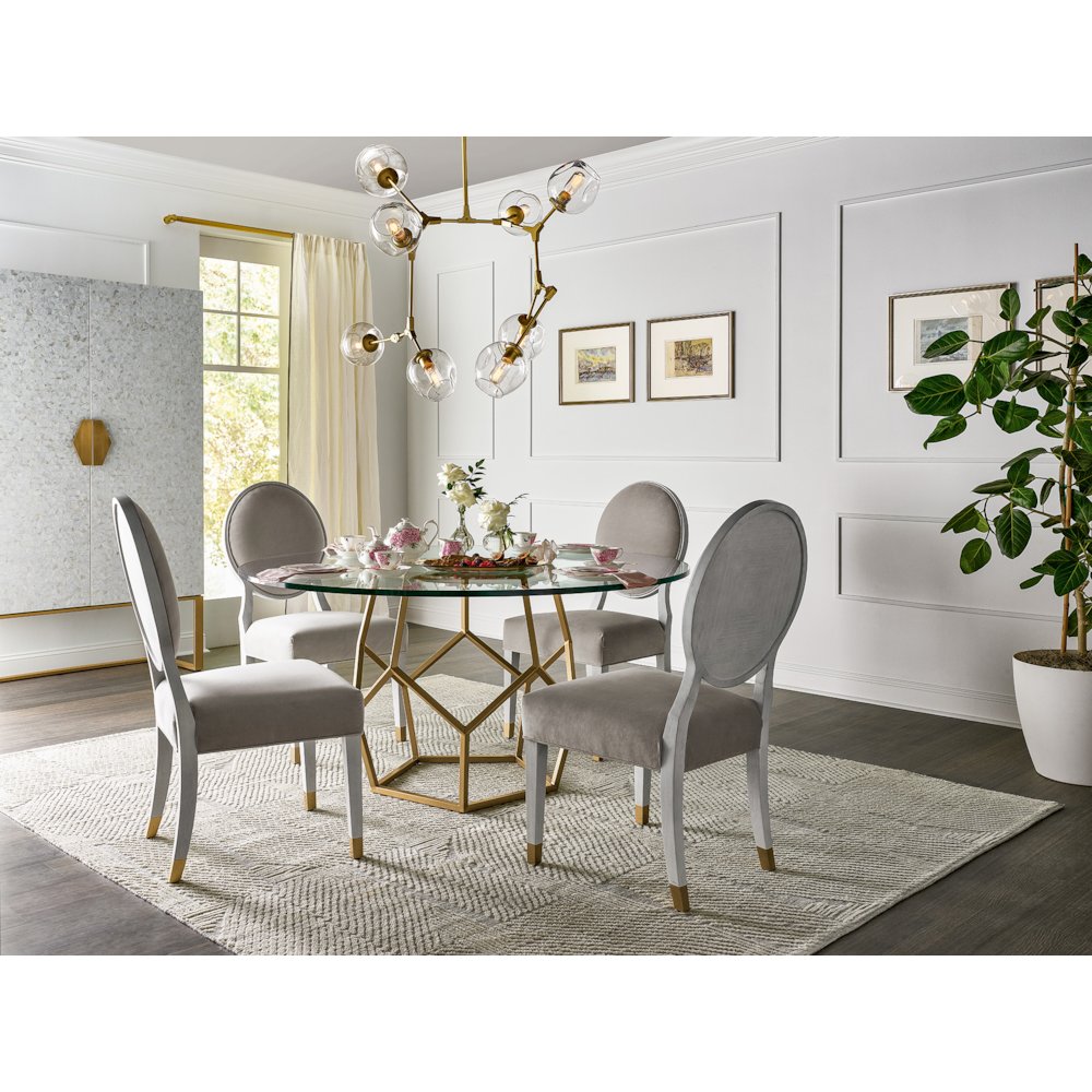 Love Joy Bliss Oval Back Side Chair (Set Of 2) In White Lacquer Color