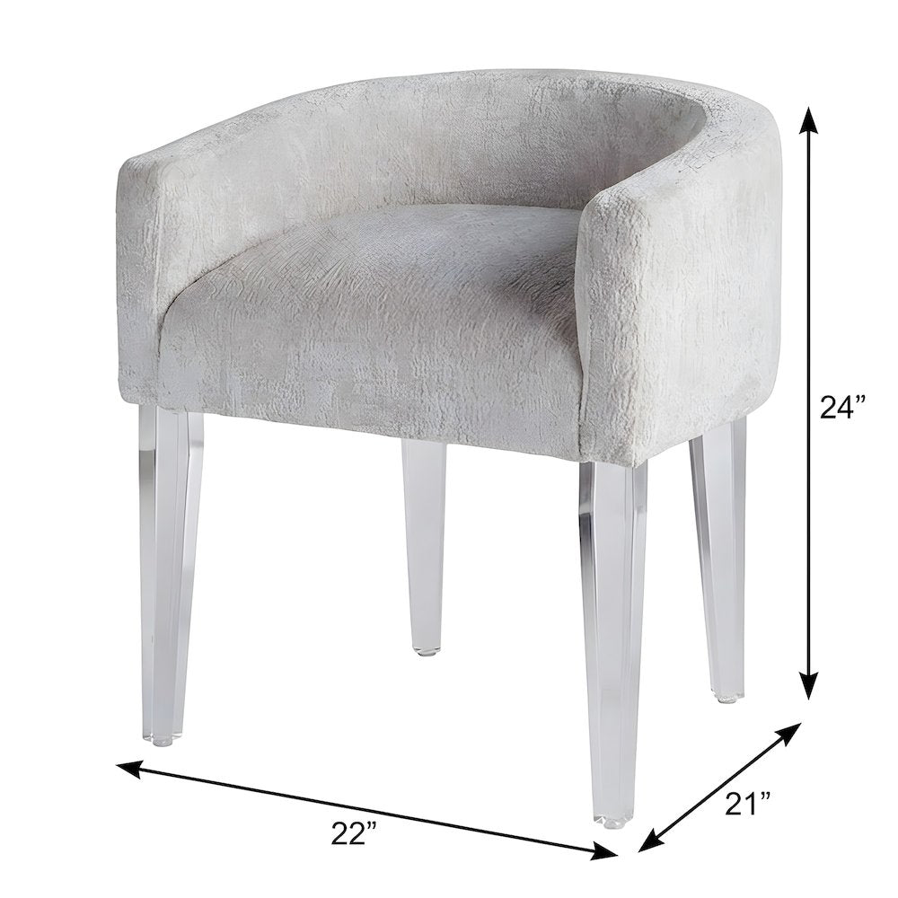 Rayon-Upholstered Vanity Chair with Acrylic Legs for Bedroom or Dressing Table