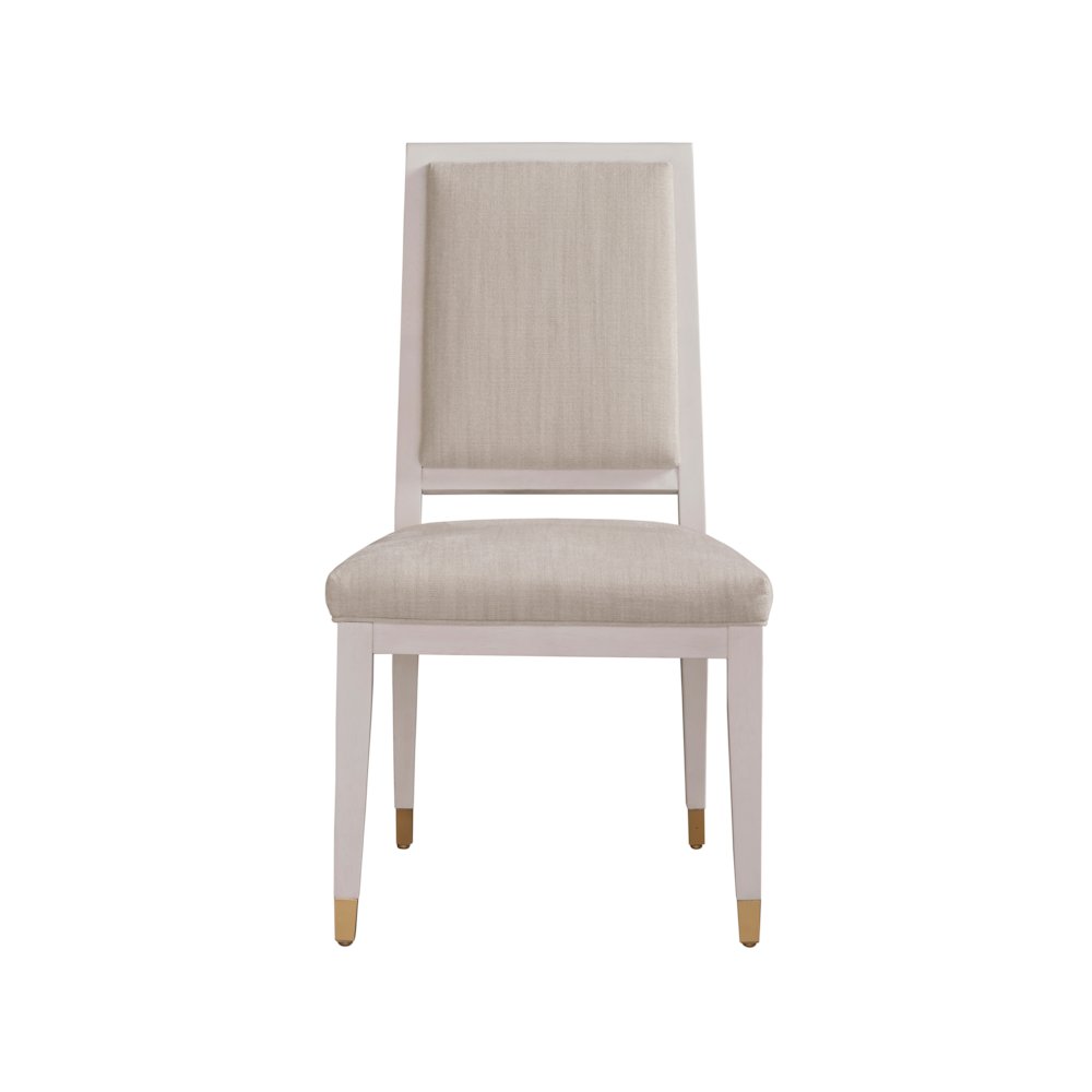 Set of 2 White Upholstered Dining Chairs with Alabaster Wood Frame
