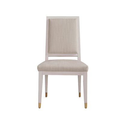 Set of 2 White Upholstered Dining Chairs with Alabaster Wood Frame