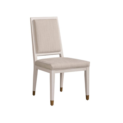 Set of 2 White Upholstered Dining Chairs with Alabaster Wood Frame