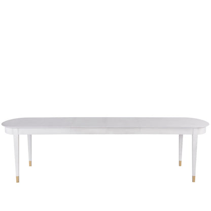 Gray Extendable Dining Room Table with Leaves and Soft Gold Accents