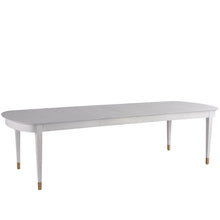 Gray Extendable Dining Room Table with Leaves and Soft Gold Accents