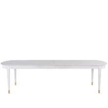 Gray Extendable Dining Room Table with Leaves and Soft Gold Accents