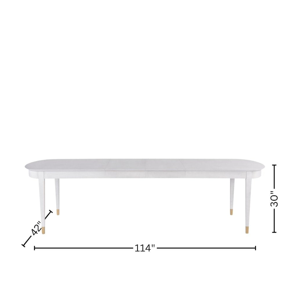 Gray Extendable Dining Room Table with Leaves and Soft Gold Accents