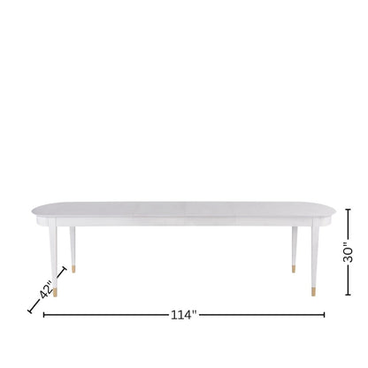 Gray Extendable Dining Room Table with Leaves and Soft Gold Accents