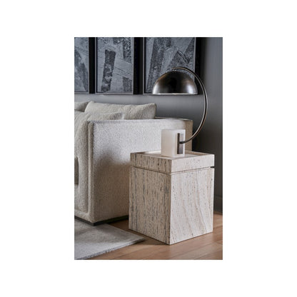 Daxton Accent Table In White Travertine Color