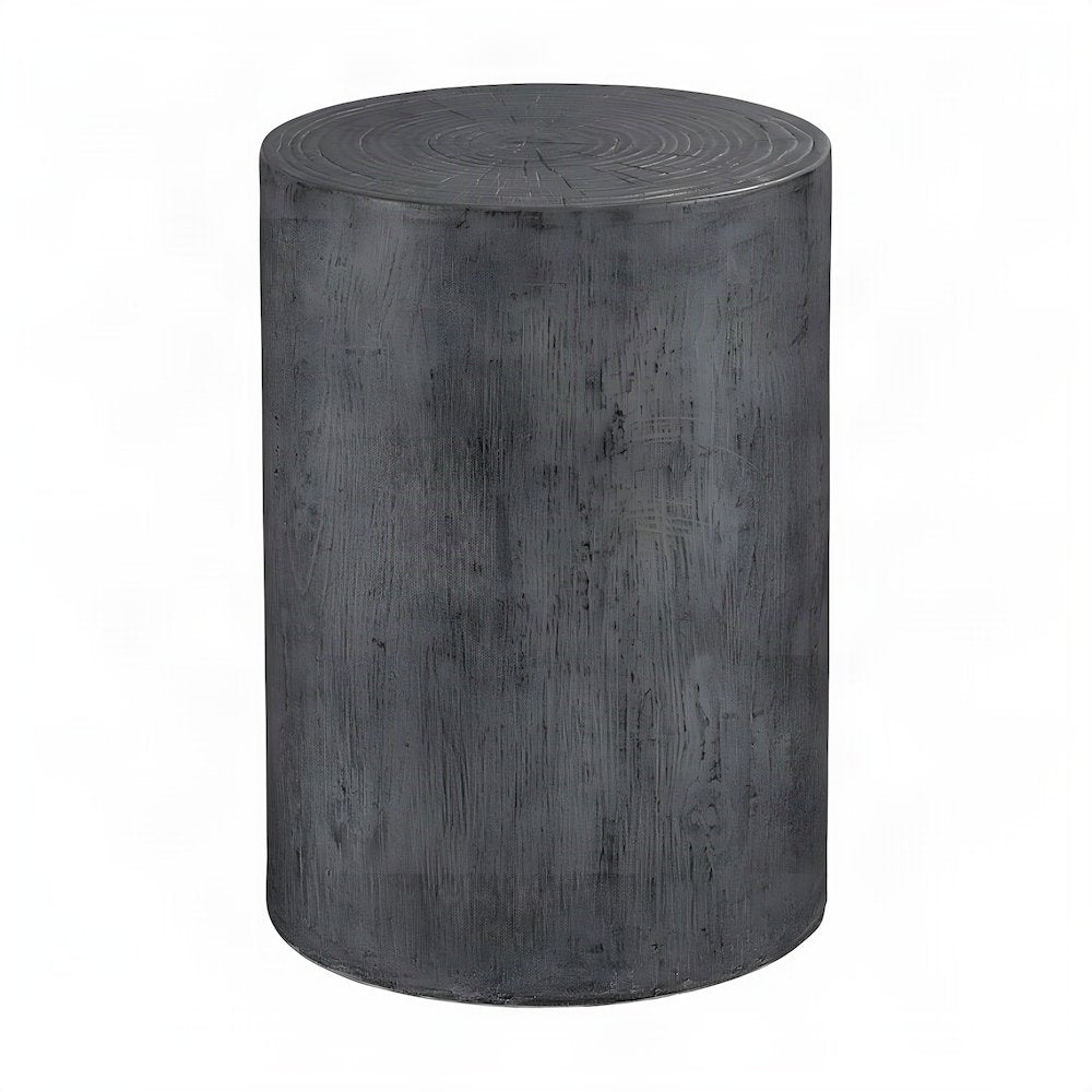 Cast Concrete Side Table with Organic Grain Texture, Japandi Accent