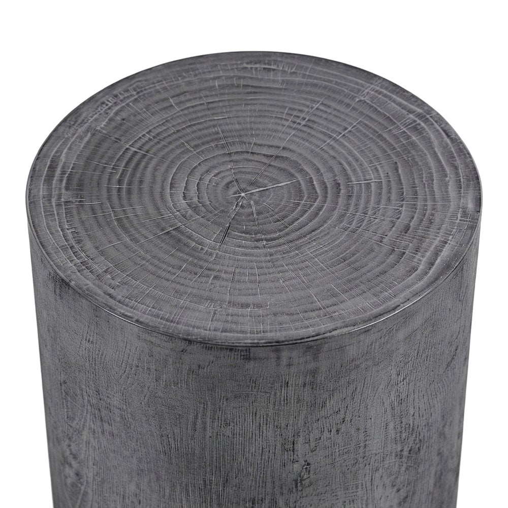 Cast Concrete Side Table with Organic Grain Texture, Japandi Accent