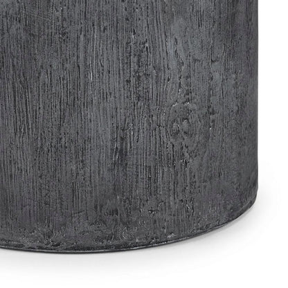 Cast Concrete Side Table with Organic Grain Texture, Japandi Accent