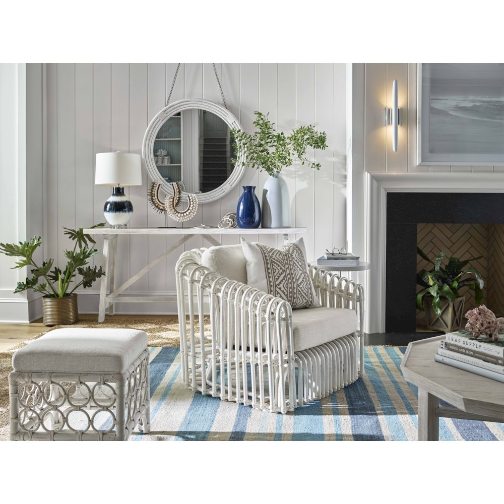 Rattan Stool In Egret Color