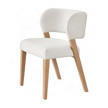 Polyester-Upholstered Accent Side Chair with Curved Back, Set of 2, White Oak