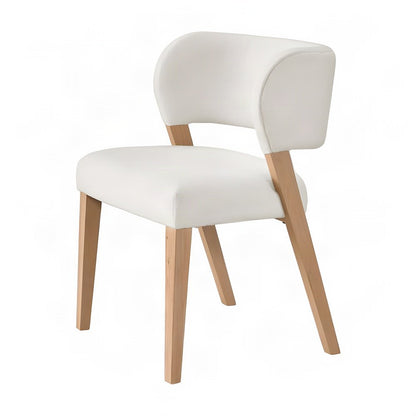Polyester-Upholstered Accent Side Chair with Curved Back, Set of 2, White Oak