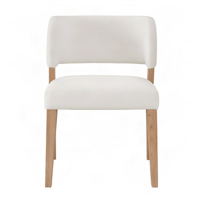 Polyester-Upholstered Accent Side Chair with Curved Back, Set of 2, White Oak